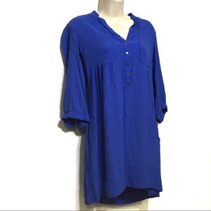 MAEVE ANTHROPOLOGIE ROLL SLV BUTTON SHIRT DRESS